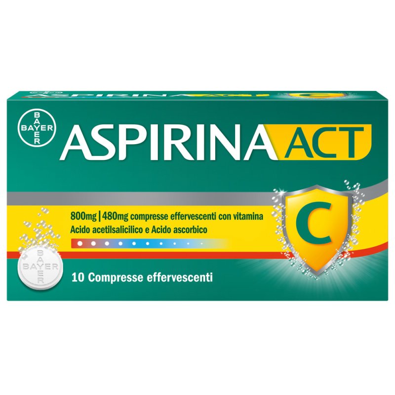 Aspirina Act - Trattamento sintomatico di febbre e dolori da lievi a moderati - 10 compresse effervescenti Aspirina Act - Trattamento sintomatico di febbre e dolori da lievi a moderati - 10 compresse effervescenti
