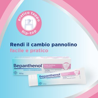 Bepanthenol Pasta Lenitiva Protettiva - con Pantenolo Senza Cortisone, per Prurito e Irritazione da pannolino - 100 g