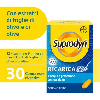 Supradyn Ricarica 50+ - Integratore antiossidante ed energizzante per adulti oltre i 50 anni - 30 compresse