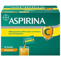 Aspirina C Granulato - Trattamento sintomatico di mal di testa, febbre e dolori muscolari - Gusto arancia - 10 Bustine