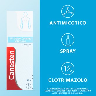 Canesten pray Cutaneo 1% - Trattamento delle micosi della pelle e delle piaghe - 40 ml Canesten pray Cutaneo 1% - Trattamento delle micosi della pelle e delle piaghe - 40 ml