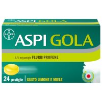 Aspi Gola - Trattamento sintomatico del mal di gola - Gusto Limone e Miele - 24 Pastiglie