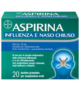 Aspirina Influenza e Naso Chiuso - Trattamento sintomatico della congestione nasale e di stati febbrili - 20 Bustine