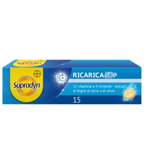 Supradyn Ricarica 50+ - Integratore antiossidante ed energizzante per adulti oltre i 50 anni - 15 Compresse Effervescenti
