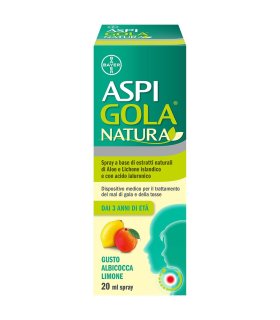 Aspi Gola Natura Spray - Spray per mal di gola e tosse - Gusto Albicocca e Limone