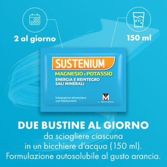 Sustenium Magnesio e Potassio - Integratore per stanchezza ed affaticamento - 28 bustine 