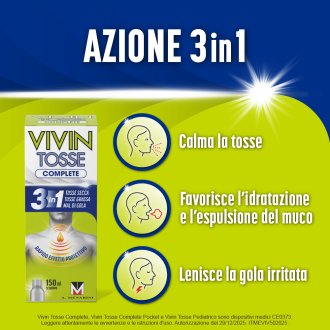 Vivin Tosse Complete - Rapido sollievo da mal di gola, tosse secca e tosse grassa - 150 ml