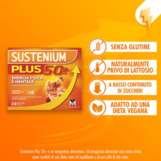 Sustenium Plus 50+ - Integratore alimentare energizzante per over 50 - 24 buste