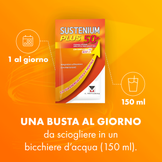 Sustenium Plus 50+ - Integratore alimentare energizzante per over 50 - 24 buste