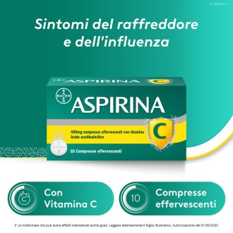 Aspirina C - Trattamento sintomatico di mal di testa, febbre e dolori da lievi a moderati - 10 compresse effervescenti 400 + 240mg