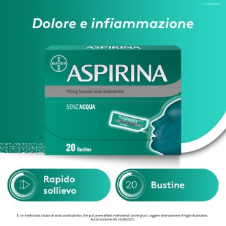 Aspirina Granulato - Trattamento sintomatico di mal di testa, febbre e dolori da lievi a moderati - 20 bustine 500 mg