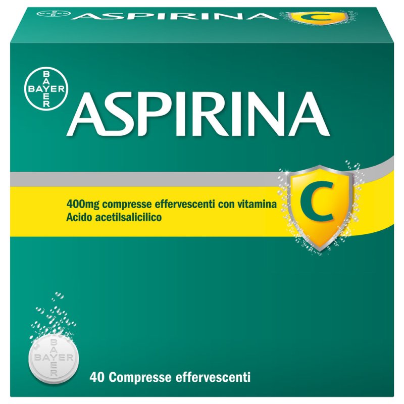 Aspirina C - Trattamento sintomatico di mal di testa, febbre e dolori da lievi a moderati - 40 compresse effervescenti 400 + 240mg Aspirina C - Trattamento sintomatico di mal di testa, febbre e dolori da lievi a moderati - 40 compresse effervescenti 400 + 240mg