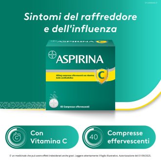 Aspirina C - Trattamento sintomatico di mal di testa, febbre e dolori da lievi a moderati - 40 compresse effervescenti 400 + 240mg Aspirina C - Trattamento sintomatico di mal di testa, febbre e dolori da lievi a moderati - 40 compresse effervescenti 400 + 240mg