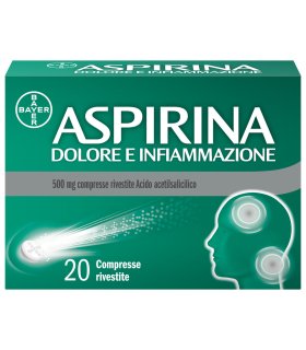 Aspirina Dolore e Infiammazione - Trattamento sintomatico di febbre e dolori - 20 Compresse 500 mg