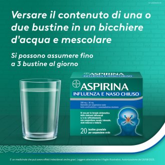 Aspirina Influenza e Naso Chiuso - Trattamento sintomatico della congestione nasale e di stati febbrili - 20 Bustine