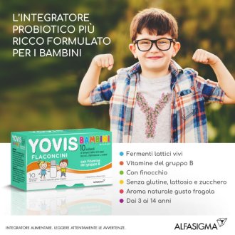 YOVIS Bambini Fragola - Integratore per l'equilibrio della flora intestinale - 10 flaconcini