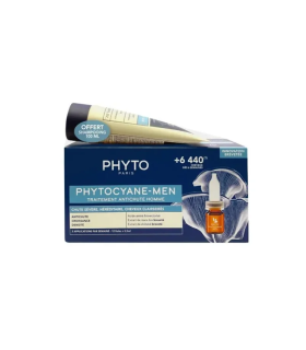 Phyto Phytocyane Kit Uomo - Fiale anticaduta severa + shampoo omaggio - 12 fiale - 1 mese di trattamento