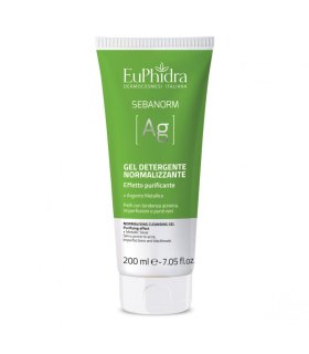 Euphidra Sebanorm Ag Gel Detergente Normalizzante Viso - Detergente purificante per pelle con imperfezioni e a tendenza acneica - 200 ml