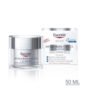 Eucerin Hyaluron Filler + 3X Effect Crema Giorno SPF15 - Crema viso con protezione solare per pelle secca - 50 ml