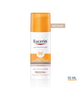 Eucerin Sun Pigment Control Tinted SPF50+ - Crema gel solare viso anti macchie - Colore medio - 50 ml