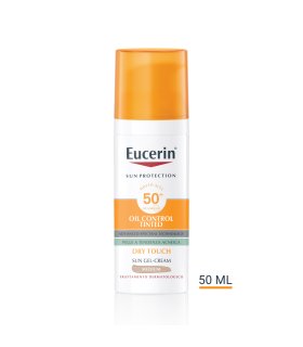 Eucerin Sun Oil Control Tinted SPF50+ - Crema gel solare viso per pelle a tendenza acneica - Colore Medio - 50 ml