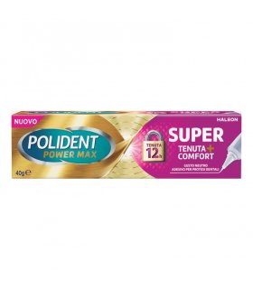 Polident Power Max Super Tenuta + Sigillante - Crema adesiva per protesi dentale al gusto neutro - 40 g