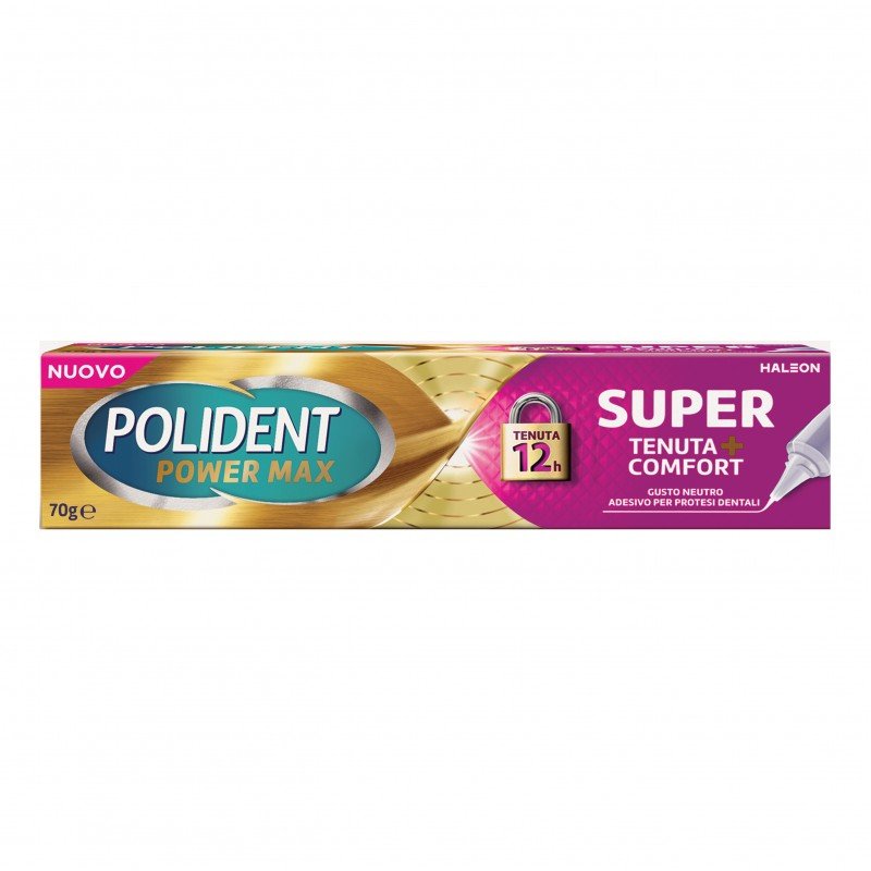 Polident Power Max Super Tenuta + Sigillante - Crema adesiva per protesi  dentale al gusto neutro - 70