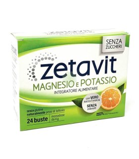 Zetavit Magnesio e Potassio Senza Zuccheri - Integratore alimentare di sali minerali - 24 buste