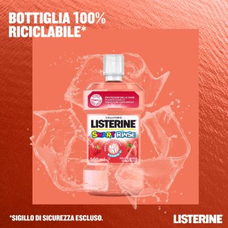 Listerine Smart Rinse Collutorio Bambini - Senza alcol formulato per bambini dai 6 anni - Gusto frutti rossi - 500 ml