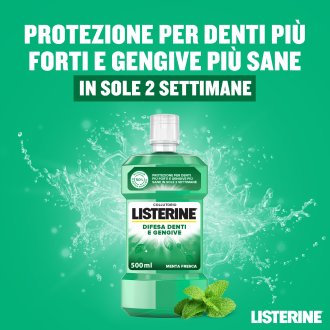 Listerine Difesa Denti e Gengive Collutorio - Ideale per l'igiene orale quotidiana - Gusto Menta fresca - 500 ml