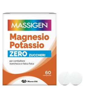Massigen Magnesio e Potassio Senza Zuccheri - Integratore alimentare di vitamine e sali minerali - 60 compresse