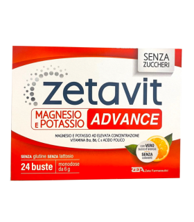 Zetavit Magnesio e Potassio Advance Senza Zuccheri - Integratore alimentare di sali minerali - 24 buste 
