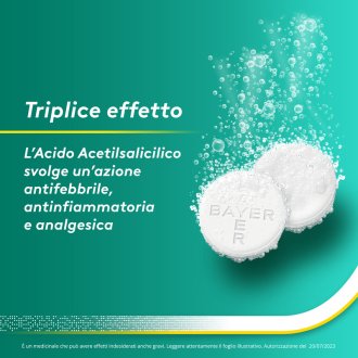 Aspirina C - Trattamento sintomatico di mal di testa, febbre e dolori da lievi a moderati - 10 compresse effervescenti 400 + 240mg