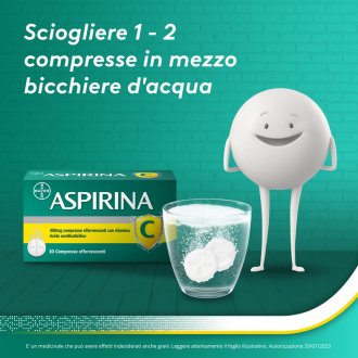 Aspirina C - Trattamento sintomatico di mal di testa, febbre e dolori da lievi a moderati - 10 compresse effervescenti 400 + 240mg