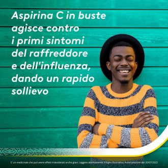 Aspirina C Granulato - Trattamento sintomatico di mal di testa, febbre e dolori muscolari - Gusto arancia - 10 Bustine