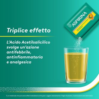 Aspirina C Granulato - Trattamento sintomatico di mal di testa, febbre e dolori muscolari - Gusto arancia - 10 Bustine