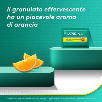 Aspirina C Granulato - Trattamento sintomatico di mal di testa, febbre e dolori muscolari - Gusto arancia - 10 Bustine