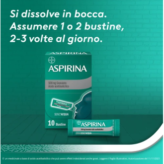 Aspirina Granulato - Trattamento sintomatico di mal di testa, febbre e dolori da lievi a moderati - 10 bustine 500 mg