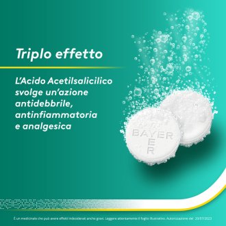 Aspirina C - Trattamento sintomatico di mal di testa, febbre e dolori da lievi a moderati - 40 compresse effervescenti 400 + 240mg