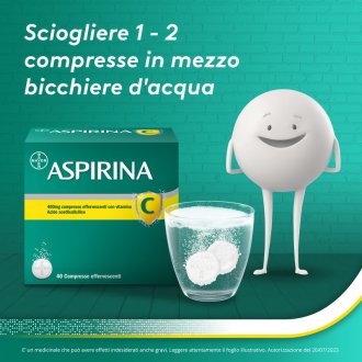 Aspirina C - Trattamento sintomatico di mal di testa, febbre e dolori da lievi a moderati - 40 compresse effervescenti 400 + 240mg