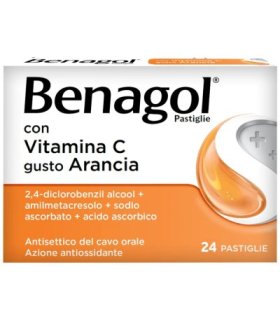 Benagol - Per i primi sintomi del mal di gola - Gusto Arancia - 24 Pastiglie con Vitamina C