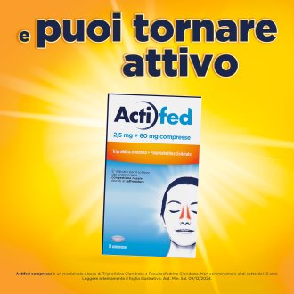 Actifed - Congestione nasale e raffreddore - 12 compresse 2,5mg+60mg