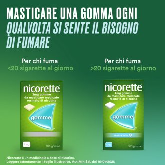 Nicorette - Gomme masticabili per smettere di fumare - 105 Gomme da Masticare 2mg