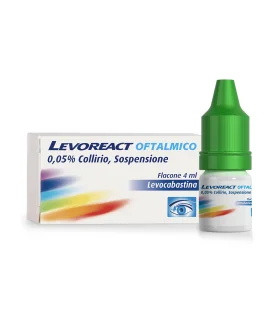 Levoreact Collirio antistaminico - Per occhi che lacrimano e congiuntivite allergica - 4ml 0,5mg
