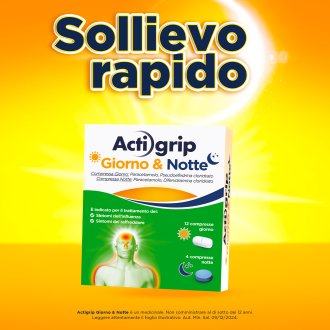 Actigrip Giorno & Notte - Per il trattamento di raffreddore, febbre e influenza - 12+4 compresse