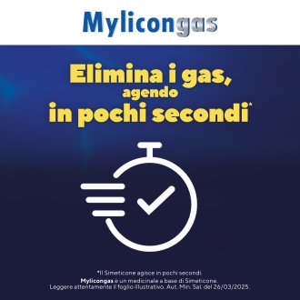 Mylicongas - Per flatulenza, meteorismo e gonfiore addominale - 50 compresse Masticabili 40 mg