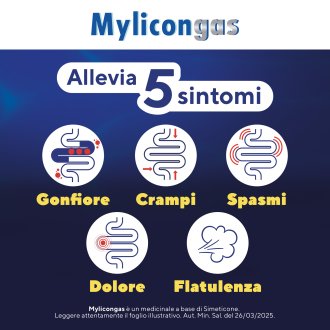 Mylicongas - Per flatulenza, meteorismo e gonfiore addominale - 50 compresse Masticabili 40 mg