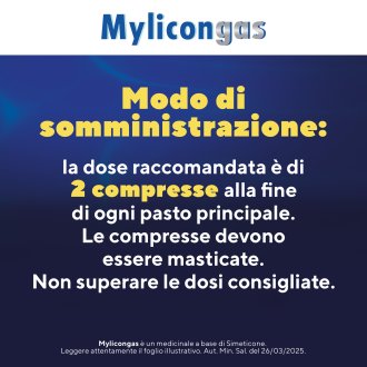 Mylicongas - Per flatulenza, meteorismo e gonfiore addominale - 50 compresse Masticabili 40 mg