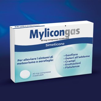 Mylicongas - Per flatulenza, meteorismo e gonfiore addominale - 50 compresse Masticabili 40 mg Mylicongas - Per flatulenza, meteorismo e gonfiore addominale - 50 compresse Masticabili 40 mg