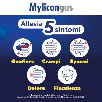 Mylicongas - Per flatulenza, meteorismo e gonfiore addominale - 50 compresse Masticabili 40 mg Mylicongas - Per flatulenza, meteorismo e gonfiore addominale - 50 compresse Masticabili 40 mg